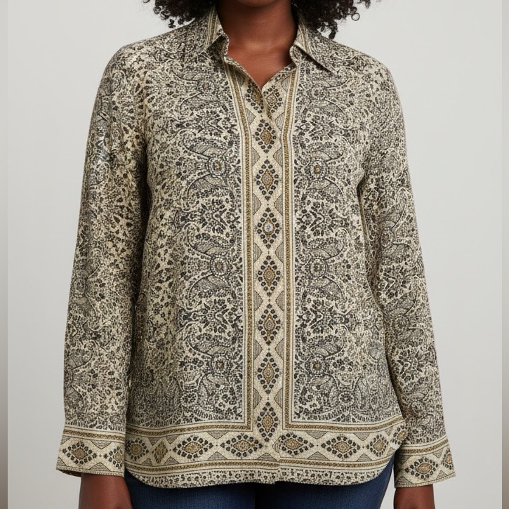 New Linda Allard Ellen Tracy Floral Silk Blouse